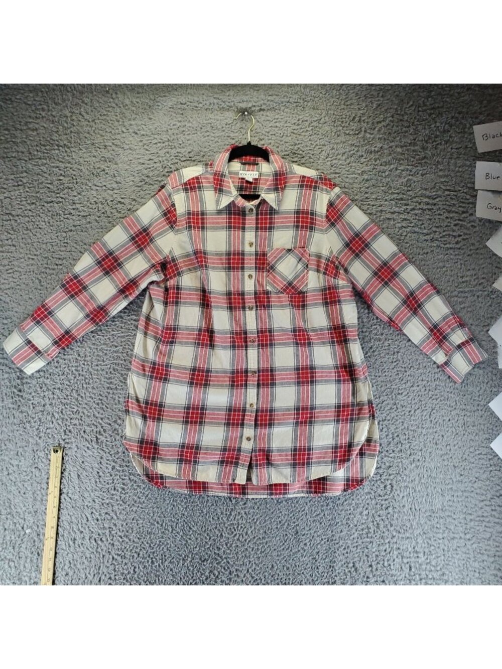 AVA & VIV Top Womens 2X Red Plaid Button-Down Flannel Long Sleeve